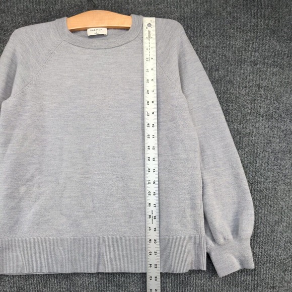 Babaton Women's Pullover Knit Sweater Gray Medium Raglan Sleeve Merino Wool - Picture 11 of 13